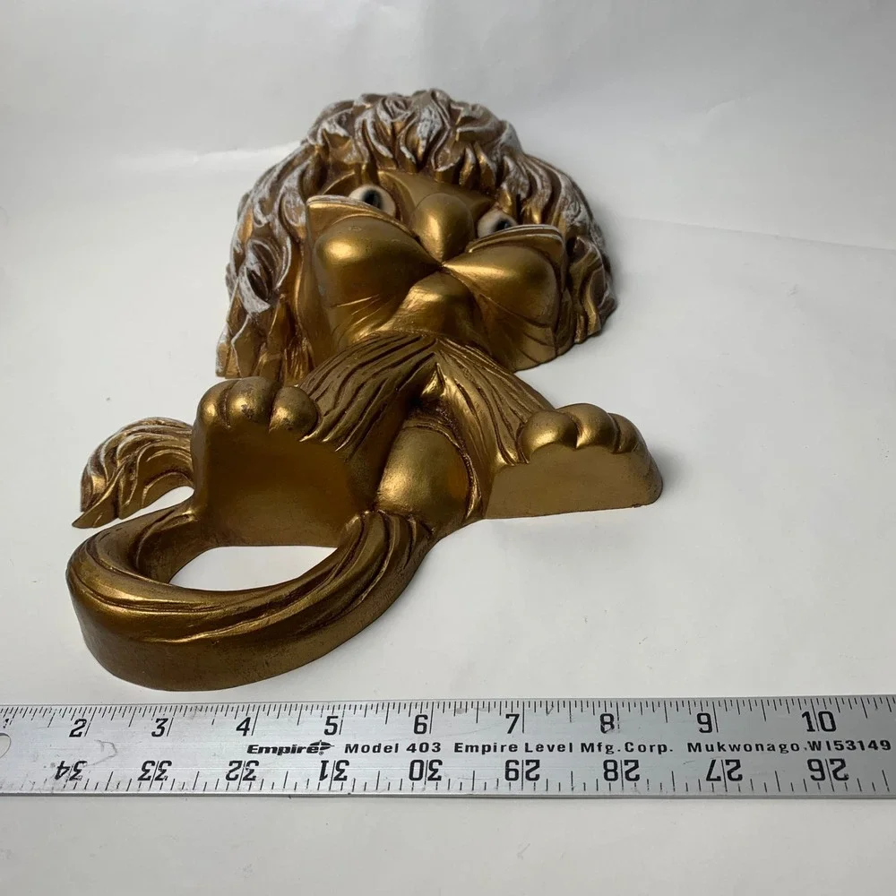 Vintage 1975 Homco Lion Wall Plaques Gold Pair Universal Statuary Corp 7375 7376